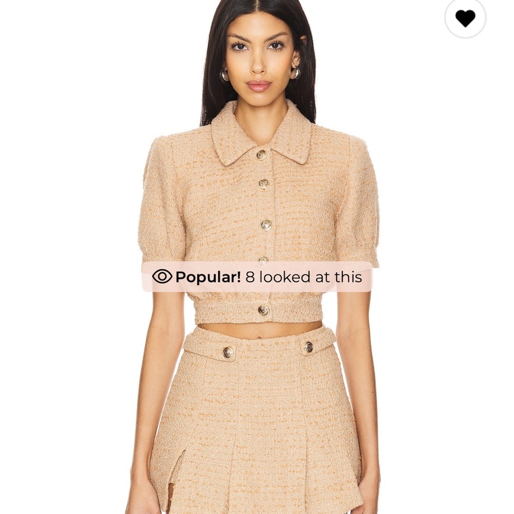 ASTR the Label Cropped Tweed Bronwyn Jacket in Camel Size Medium NWT